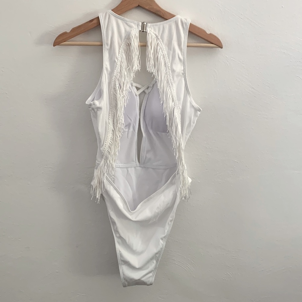 SHEIN White Fringe Swimsuit